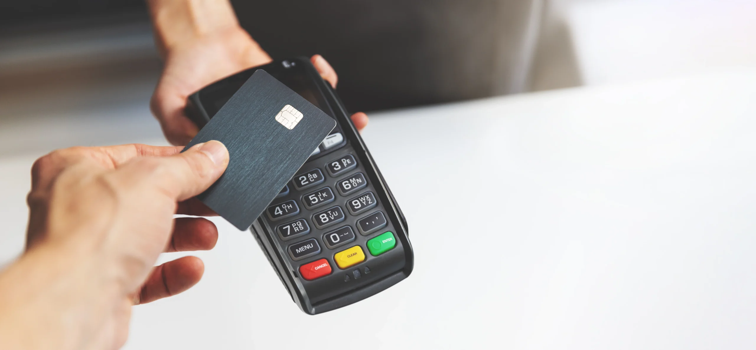 nfc contactless payment by credit card and pos terminal.